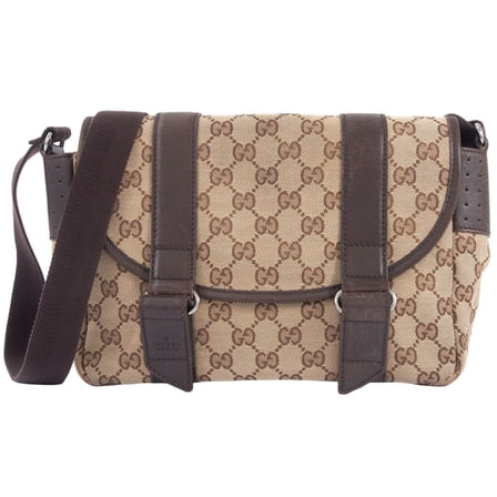 Pre-Owned Gucci GG Canvas Shoulder Bag 145858 | Leather Beige Brown Women's GUCCI (Fair)