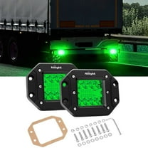 Nilight Flush Mount LED Light Pods 2 Pcs 42 W Green Upgraded Spot Flood Combo Bumper Driving Fog Lights Fishing Hunting Emergency Safety Signal Light for UTV Pickup Van Boat Tractor