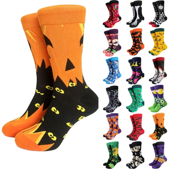 Textilo Halloween Printed Knee High Socks Crew Athletic Novelty Socks Cozy Casual Socks for Womens Mens