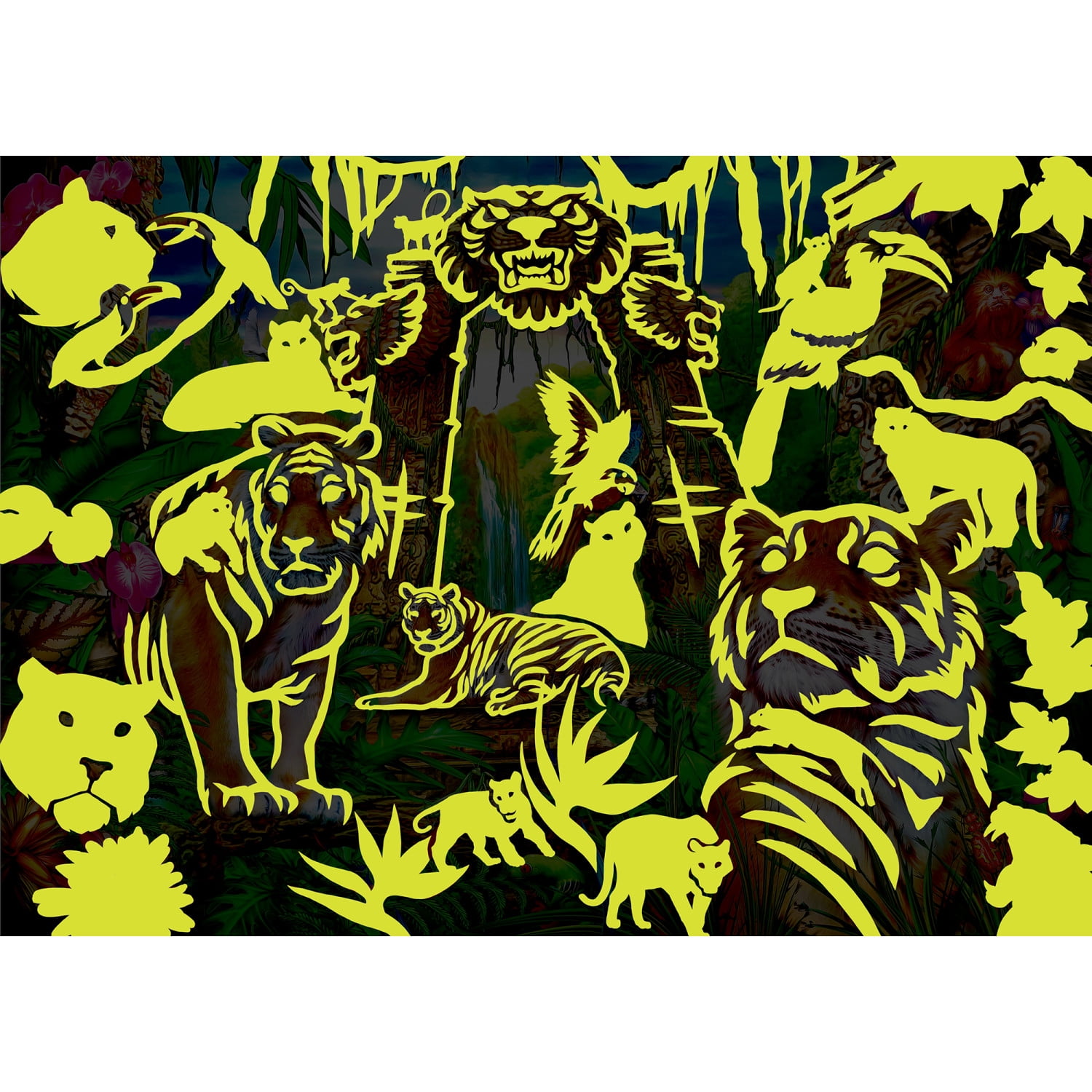 MasterPieces - 500 Piece Jigsaw Puzzle, Glows in the Dark, Hidden Images, A Watchful Eye, Fun for Adults, Family, Kids, 15" x 21"