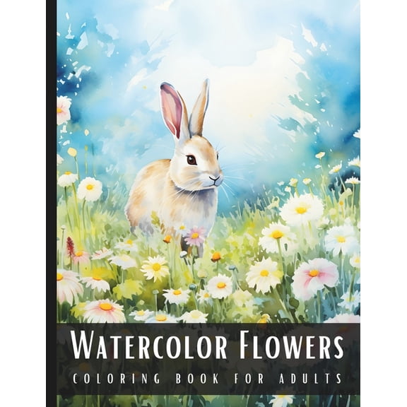 Watercolor Coloring Book for Adults: Large Print Stress Relief Adult Coloring Book with Botanical, Wildflower Sceneries , (Paperback)