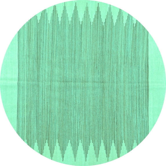 Ahgly Company Machine Washable Indoor Round Solid Turquoise Blue Modern Area Rugs, 6' Round
