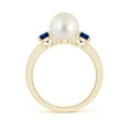 thumbnail image 2 of ANGARA Freshwater Cultured Pearl & Blue Sapphire Engagement Ring in 14K Yellow Gold for Women | June Birthstone, Birthday, Anniversary, Jewelry Gift for Women | Pearl Ring, 2 of 11