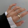 thumbnail image 1 of 7 Uds. Conjunto de anillos de joyería de moda, superventas, anillo de dedo para mujer con apertura redonda hueca de Metal para chica, regalos de boda para fiestas, Banban, 1 of 2