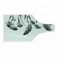 thumbnail image 1 of Tribal Cutting Board, Tribal Feathers for Wisdom and Strength, Decorative Tempered Glass Cutting and Serving Board, Wine Bottle Shape, White and Black, by Ambesonne, 1 of 1