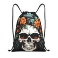 thumbnail image 1 of Saiise Flower Horn Skull Pattern Sports Drawstring Backpack - String Swim Gym Bag with Wet Proof Pocket for Women&Men-Medium, 1 of 6