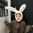 thumbnail image 4 of Clearance! Fdelink Plush Fun Bunny Ear S Hood Women Hats Warm Soft And, the Towel (White), 4 of 4
