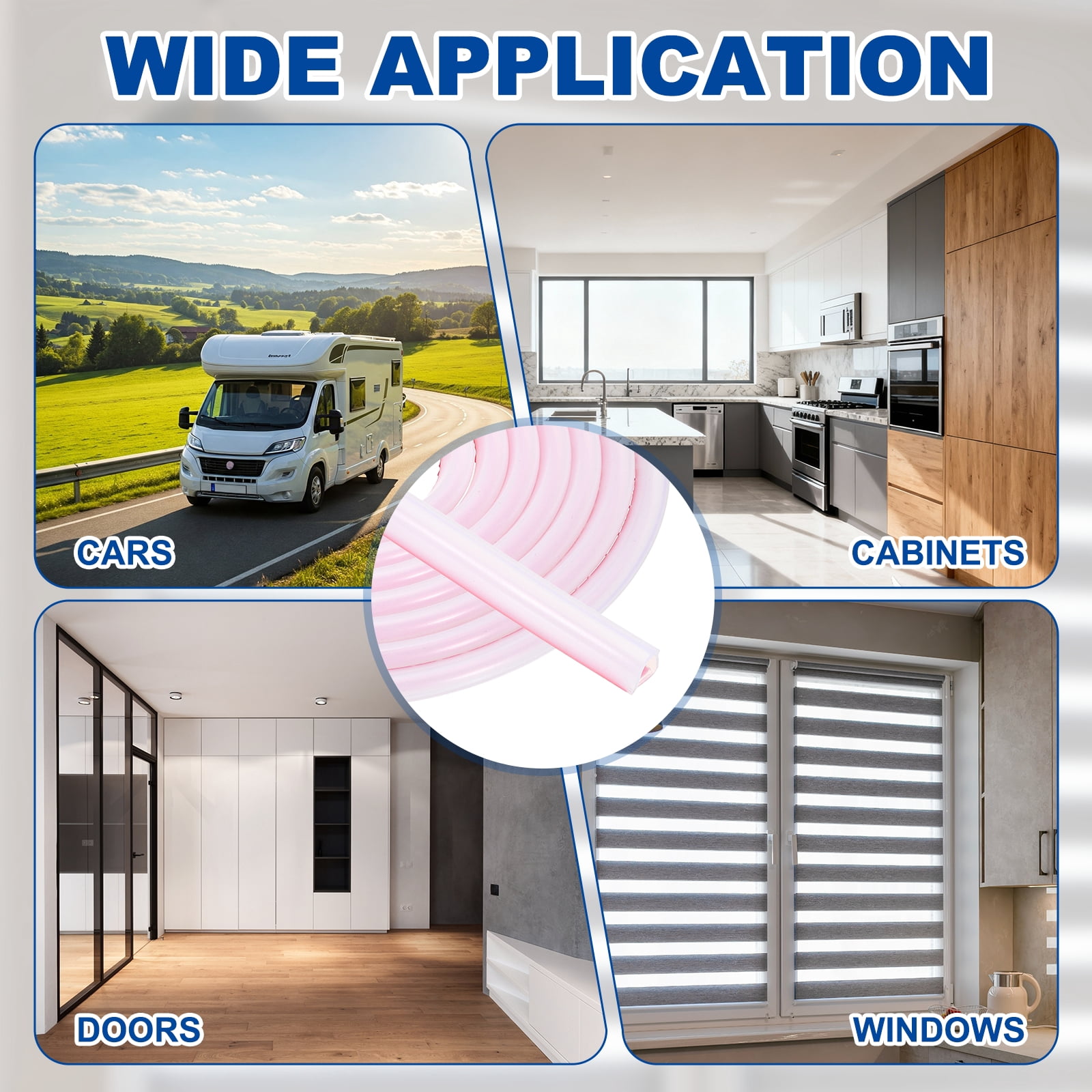 Uxcell Silicone Weather Stripping 12mm W x 2mm T x 12mm H, 13.1FT/4M Self Adhesive D Shape Weather Stripping Door Seal Strip for Door Frame Window Sealing Large Gap