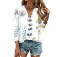 thumbnail image 2 of Enjoytime Womens Fashion Blouses Button Down V Neck 3/4 Sleeve Tops Floral Print Loose Trendy Plus Size Cute Shirts for Women, 2 of 5