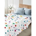 thumbnail image 4 of Colorful Polka Dot King Size Flat Sheet, Wrinkleproof & Fadeproof Cooling Flat Bed Sheet Only, Rainbow Point Vibrant Breathable Soft Bedding Top Sheets 105 x 98 Inches, 4 of 8
