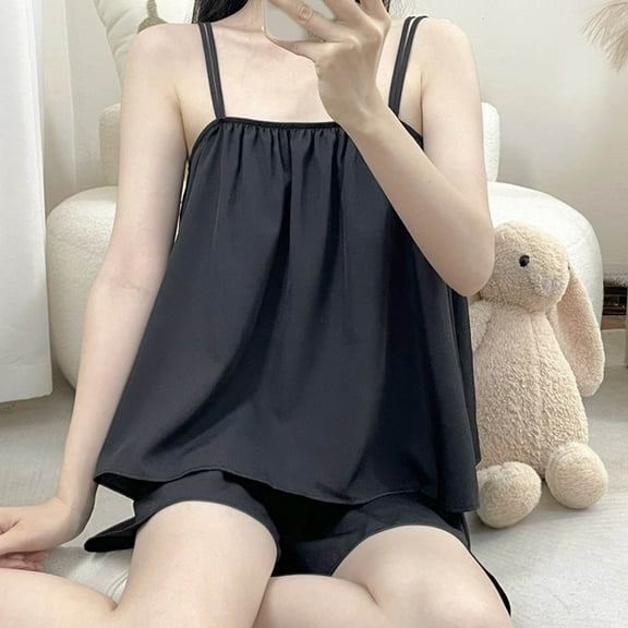 Gufahion Pajamas for Women Set Camisole Top and Shorts Nightwear Women Cami Pajama Set Summer