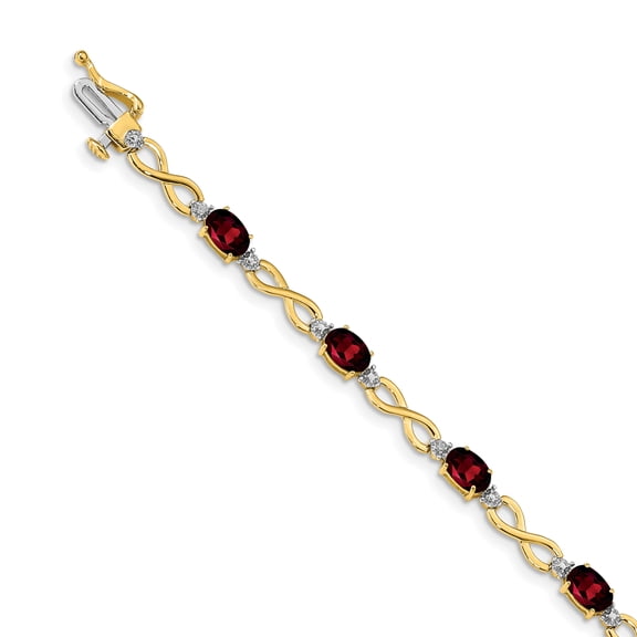 14K Yellow Gold Garnet & Diamond Bracelet