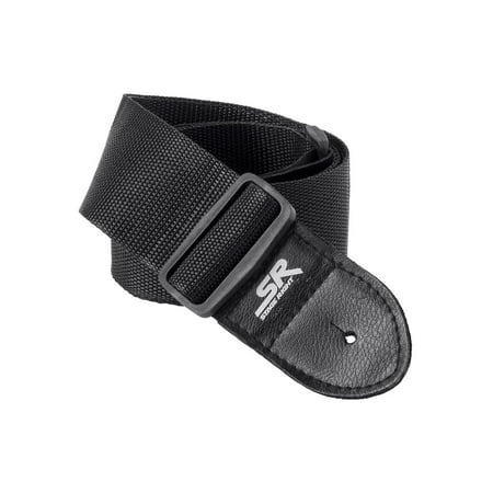 Monoprice Guitar Strap - 2 Inch - Black | With Synthetic Leather Ends, made of a smooth nylon  - Stage Right (Best Guitar Strap Material)