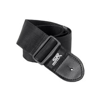 Monoprice Guitar Strap - 2 Inch - Black | With Synthetic Leather Ends, made of a smooth nylon - Stage Right Series