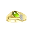 thumbnail image 1 of RYLOS Men's Rings 14K Yellow Gold Ring - Timeless Pear Shape Cabochone Gemstone & Diamonds - Tear Drop Cabochon PERIDOT Rings For Men Size 9, 1 of 6