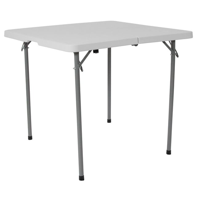 34'' Square Bi-Fold Granite White Plastic Folding Table with Carrying Handle