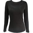 thumbnail image 1 of Women's Modal Padded Long Sleeve Basic T-Shirts Built-in-Bra Crew Neck Slim Fit Yoga Tops Plus Size Tees, 1 of 7