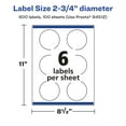 thumbnail image 6 of Avery Glossy White Round Labels, 2.75" Diameter, 600 Total, 6 of 9