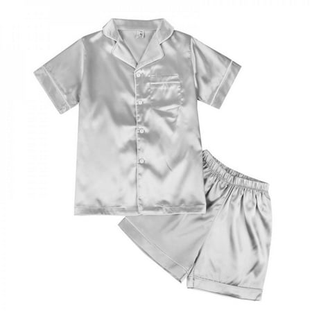 

Big Clearance! Boys Girls Cotton Short Sleepwear Set 2Pcs Nightclothes Unisex Kids Pure Color Short Sleeve Blouse Tops & Short Sleep Pants Summer Pajamas Outfit