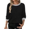thumbnail image 2 of JGGSPWM Long Sleeve Shirts for Women Lightweight Casual Soft Sweaters Fall Outfits Color Block Winter Clothing Dressy Black S, 2 of 7