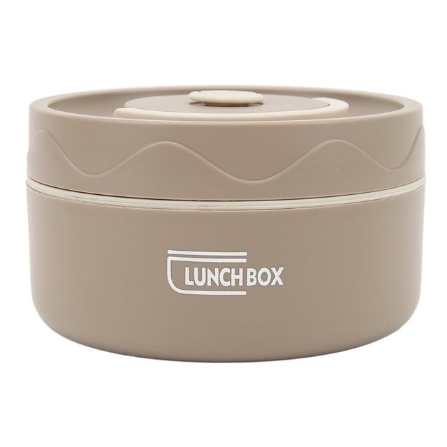 Round Metal Bento Boxes, Portable Double Layer Food Lunch Box Stainless Steel Hot Lunchbox Home Container Bowl for Student and Kids Office Work Home Picnic Use (Estilo aislado, café oscuro.)