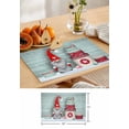 thumbnail image 4 of Placemats Set of 6, Christmas Gnomes Woven Placemat, Linen Place Mats for Kitchen/Dining Tables, Teal Wooden Vintage Snowflake Washable Table Mats for Party, 4 of 8
