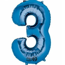 Anagram - 34 Number '3' Mylar Balloon - Blue