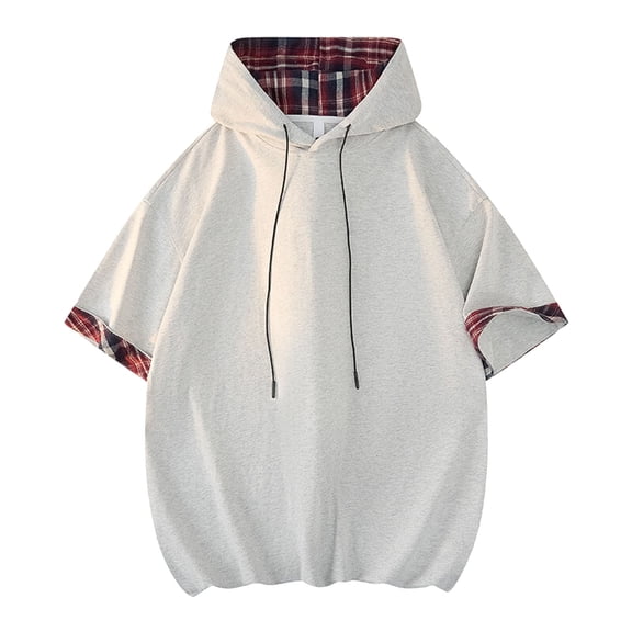 FNFYFH Men's Short Sleeve Hoodie Shirt Big and Tall Athletic Hoodies Dreawstring Hooded Workout T Shirts