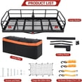 thumbnail image 5 of Studyset Cargo Carrier Basket for Hitch Mount 60"x24"x14" Supports 500 lbs with Net and Straps Compatible with 2-Inch Receivers Perfect for SUVs and Cars, 5 of 6