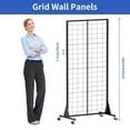 thumbnail image 5 of 2'x5.5' Ft Gridwall Panel Display Stands Heavy Duty Floor Standing Retail Display Rack with Triangle Base for Retail Art Show With 10 Hooks, 5 of 5