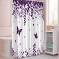 thumbnail image 5 of Shower Curtain Butterfly Leaf Shower Curtains for Bathroom Decor, Waterproof Polyester Shower Curtain Set with Hooks, Extra Long 72" x 78" Purple Plant Silhouette, 5 of 9