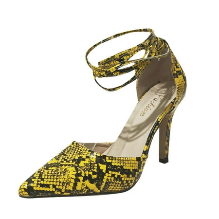 

High Heels for Women Business Shoes for Women Buckle High Heels Shoes Single Shoes High Heels Pu Yellow 41