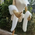thumbnail image 2 of Yokua Women Long Faux Fur Shawl Bridal Winter Soft Bolero Scarf for Wedding Day, 2 of 9