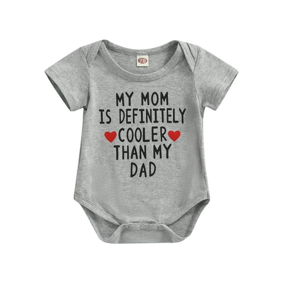 Qmyliery Newborn Baby Short Sleeve Bodysuit, Round Neck Heart Capital Letter Printing Romper, Summer Snap Crotch Jumpsuit