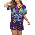 thumbnail image 7 of BLTIBY Womens Carnival Pajama Sets Printed Lounge Set Short Sleeve Top Shorts Fashion Comfortable Outfits with Pockets 2025 Green 6 L, 7 of 7