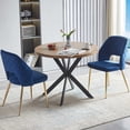 thumbnail image 2 of NORDICANA 3-Pieces 37-in Dining Table Set for 2 - Space Saving MDF Round Table with 2 Chairs Velvet Upholstered, 2 of 7