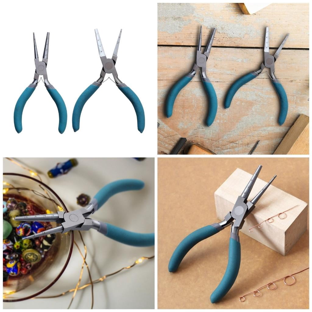 2 Pack Professional Jewelry Pliers Steel Texture Pliers Flat Nose Pliers Jewelry Making Pliers Chain Nose Pliers