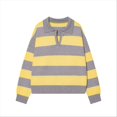 thumbnail image 3 of DHFJKG Sweaters For Women Knit Striped Turndown Collar Long Sleeve Oversized Drop Shoulder Pullover Knitwear Stylish Tops, 3 of 3