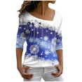 thumbnail image 2 of Lilgiuy Fashion Women Print Long Sleeve Comfortable Breathable V-Neck Shirt Tops Wild Base Tees, 2 of 5