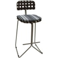thumbnail image 2 of Outdoor/Indoor Metal Pub Set - Nikki 30" Stool - Gray Striped Fabric-Beige Frame, 2 of 4