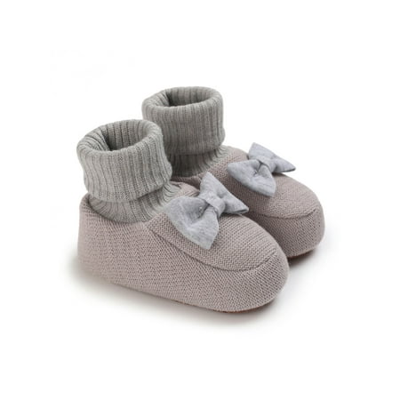 

Rotosw Infant Crib Shoes Prewalker Slipper Booties First Walker Boots Baby Girls Toddler Breathable Soft Sole Gray 5C