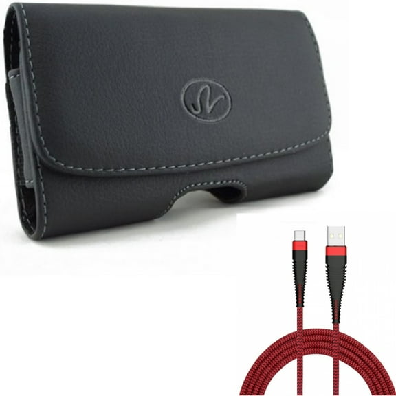 For Galaxy A54 /A53 /A33 - Case Belt Clip w 10ft USB Cable, Leather Swivel Holster, Type-C Charger Cord Power for Samsung Galaxy A54 /A53 /A33 5G