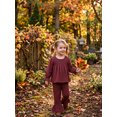 thumbnail image 3 of Happy Town Toddler Girl Fall Winter Outfits Smocked Puff Sleeve Top Ruffle Flare Pants Set Kids Casual Plaid 2-Piece Set, 3 of 8
