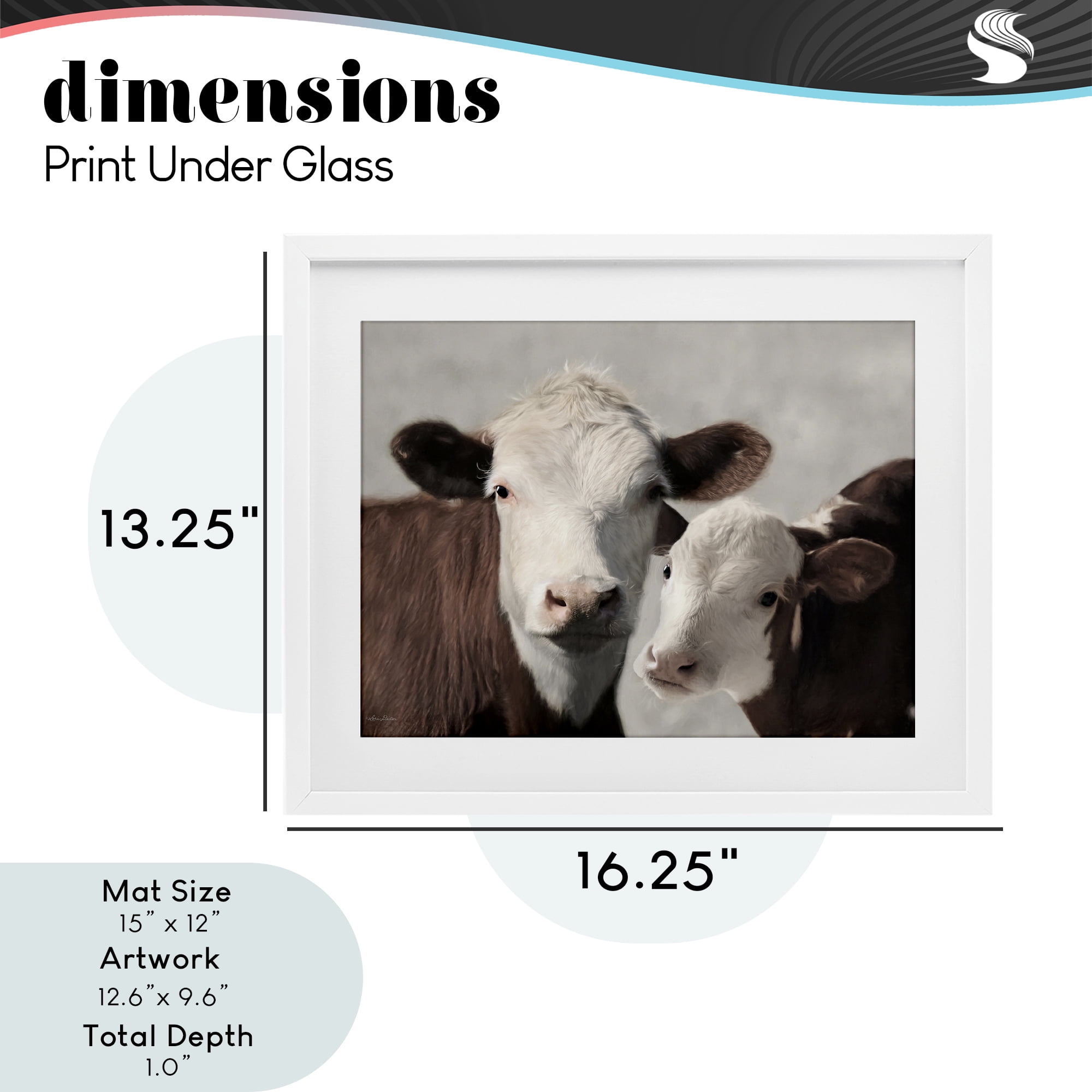 Stupell Industries Mommy & Me Cows White Framed Print Under Glass, design by Lori Deiter