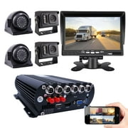 JOINLGO 4CH GPS 4G WiFi 1080P HDD Mobile Vehicle Car DVR MDVR Video Recorder Kit Remote Live View on PC Phone 4pcs 2.0MP Side Rear View IR Camera 7 inch Monitor for Truck Bus RV Van