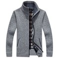 thumbnail image 4 of Suéter de hombre Cárdigan de invierno Suéter grueso con forro polar para hombre Cuello alto Cremallera Suéter suelto y cálido Chaqueta, 4 of 6
