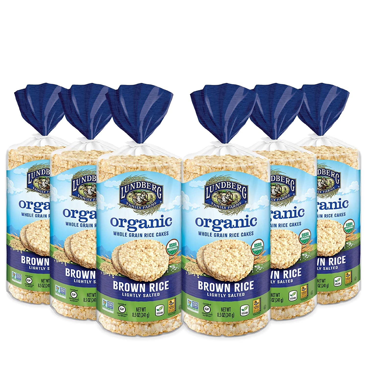 Lundberg Organic Brown Rice Cakes, Lightly Salted, 8.5oz (6 Count
