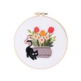 thumbnail image 1 of Handmade Embroidery Set Holiday Cat Handmade Embroidery Diy Material Package Flower Cactus Green, 1 of 7