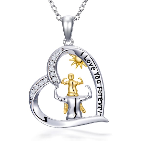 CACA LADY Father Daughter Necklace 925 Sterling Silver Necklace for Daughter from Dad Father Mother's Day Jewelry for Women