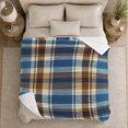 thumbnail image 5 of Blue Tartan Plaid Pattern, Festive Holiday Scene, Warm Flannel Blanket for Living Room and Family Room with Detailed Artwork, Art Lovers Thanksgiving Gift, Festive Home Decor, 5 of 9
